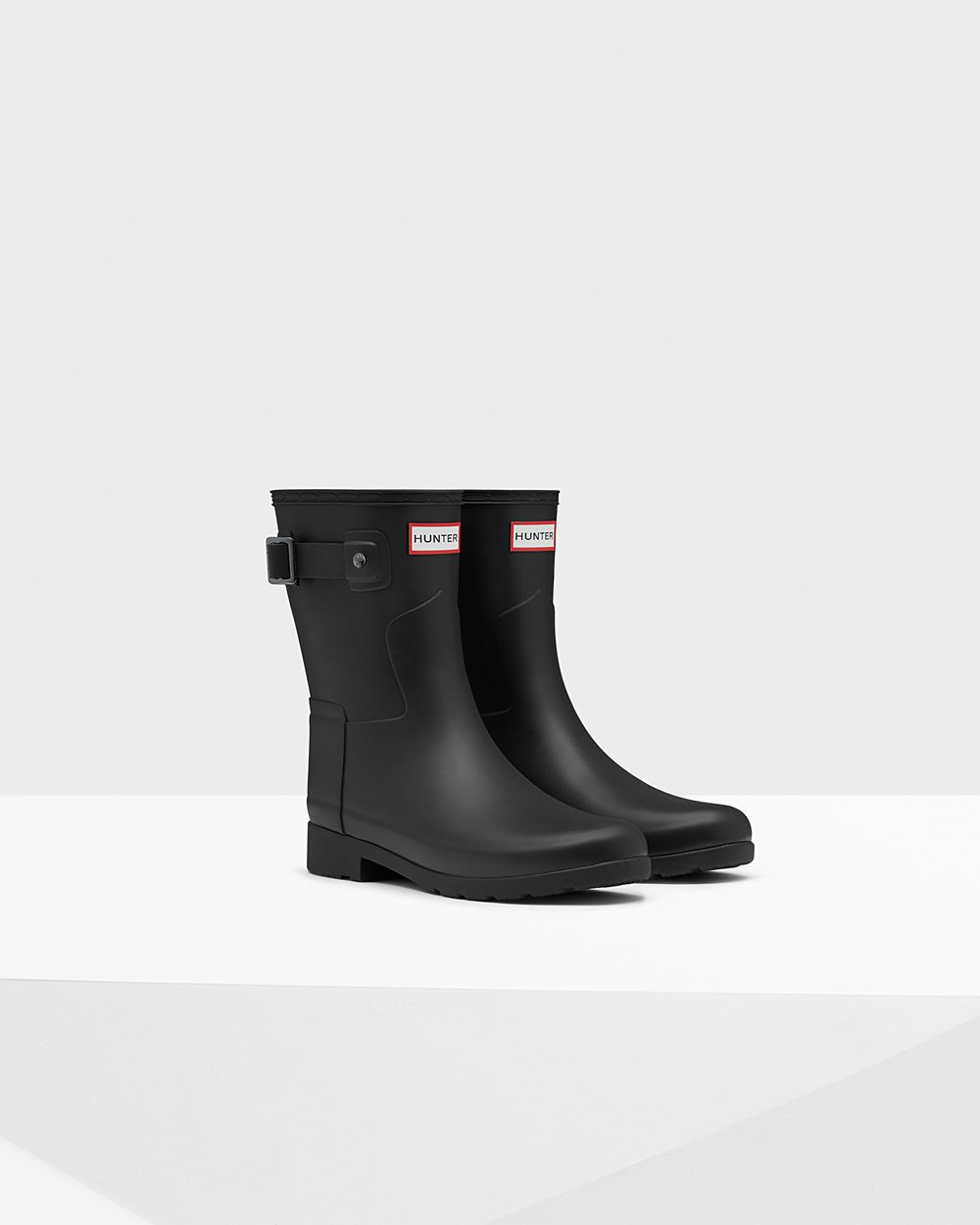 Womens Hunter Short Rain Boots Black - Refined Slim Fit - 0786539-TR